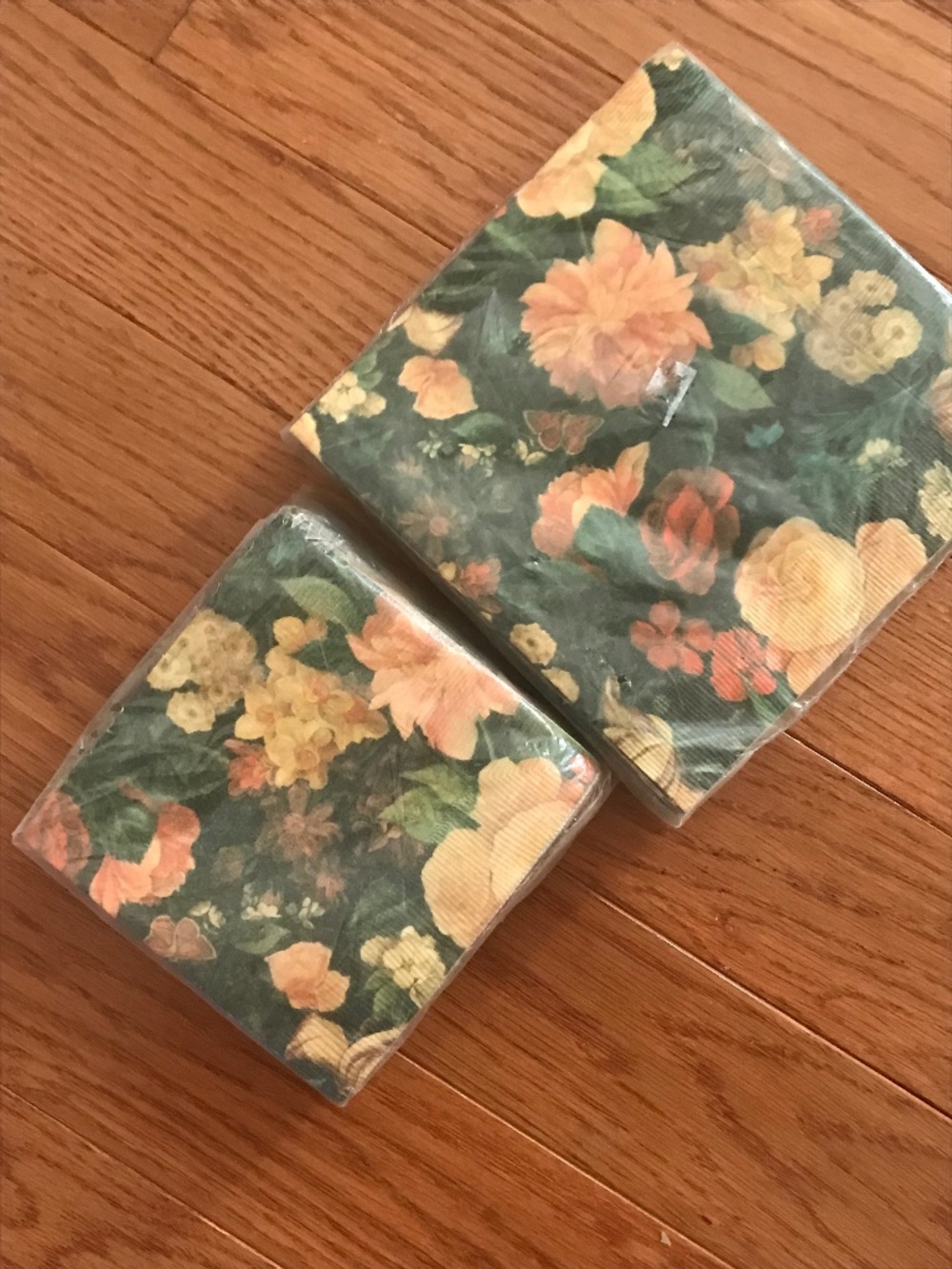 Floral Garden red peach yellow Paper Napkin Set- birthday or tea party luncheon